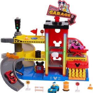 Disney Red and Yellow Mickey Mouse Car Playset